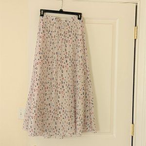 Pink and blue leopard geometric print lightweight maxi skirt - Small